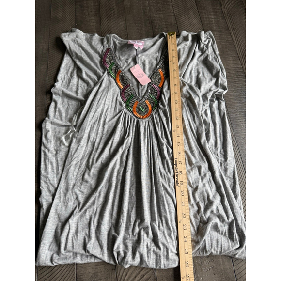 Romeo & Juliet Couture Beaded Neck Maxi Dress Heather Gray Size Large - Picture 5 of 7